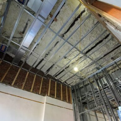 Insulation and framing during an energy-efficient home renovation