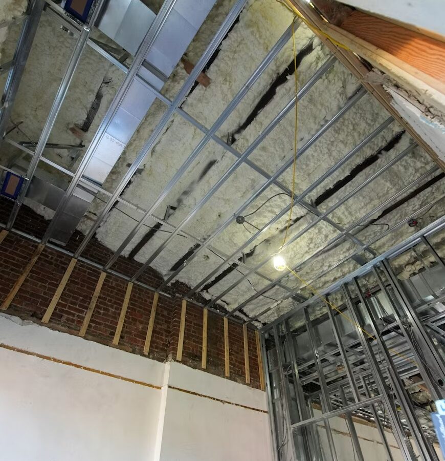 Insulation and framing during an energy-efficient home renovation