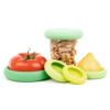 Reusable silicone Food Huggers in five colorful sizes