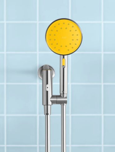 Hai smart stainless-steel showerhead in citron yellow