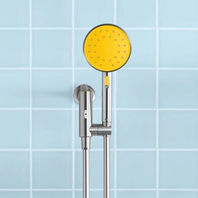 Hai smart stainless-steel showerhead in citron yellow