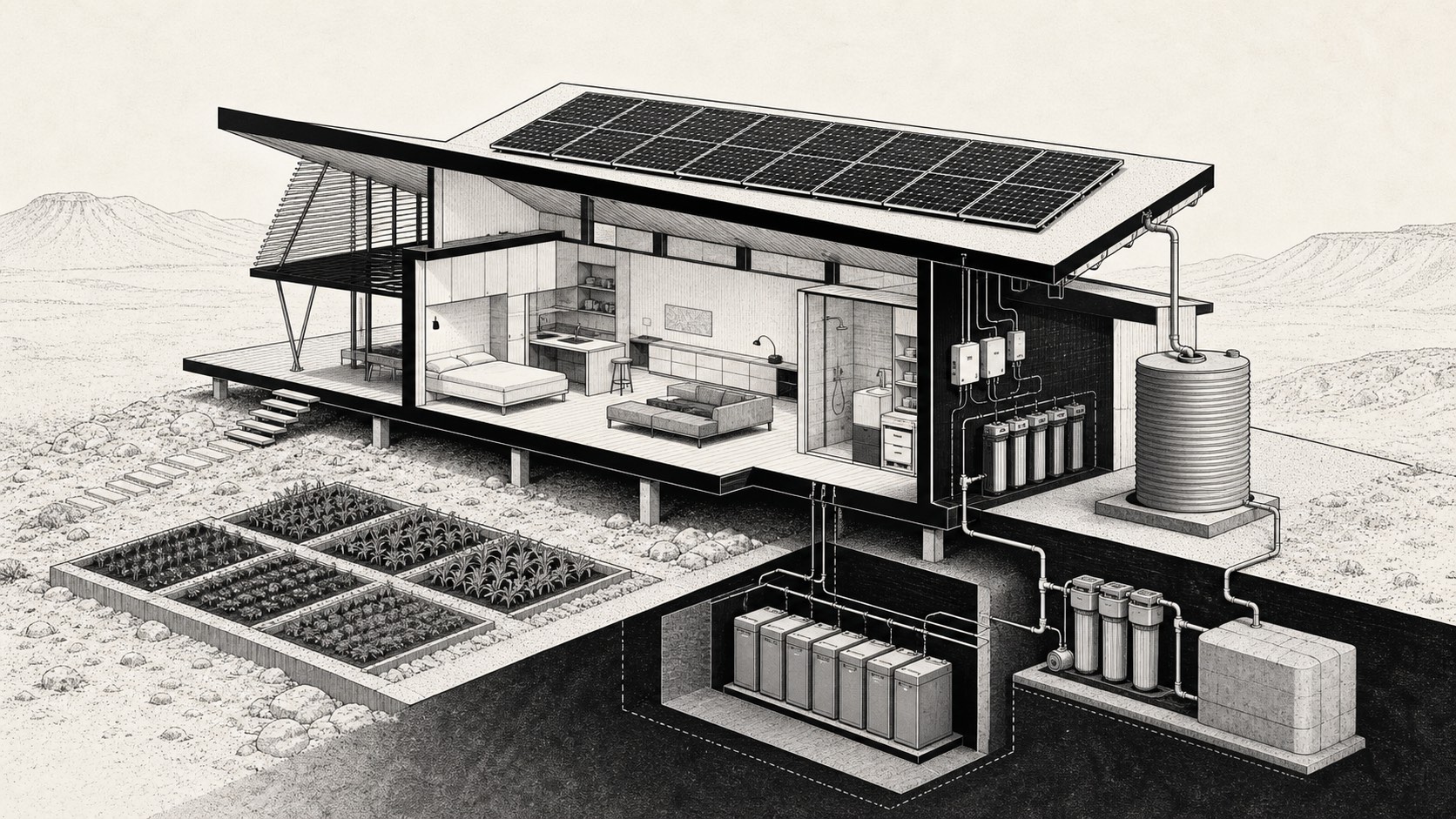 Off-grid living utopia