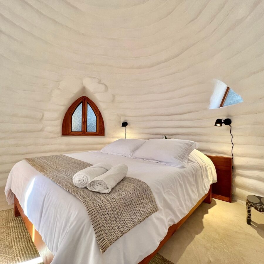 Bright energy-efficient interior with natural materials.